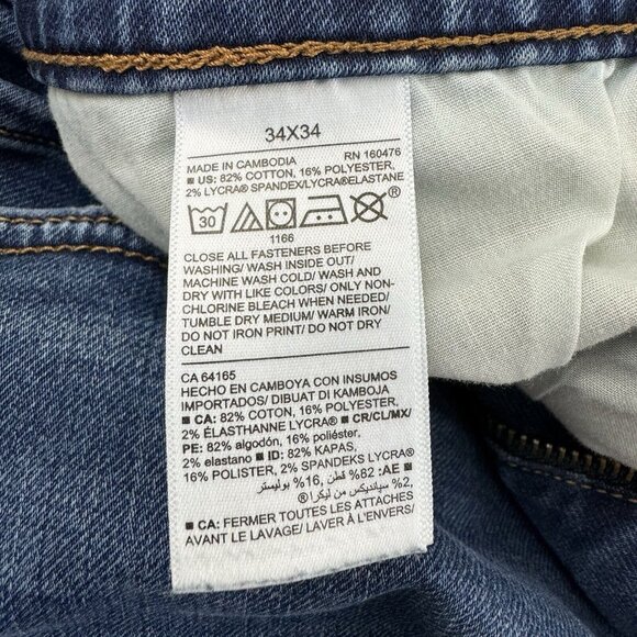 Old Navy Men's Slim Built In Flex Jeans Medium Blue Wash Size 34 X 34 Distressed - Picture 8 of 13